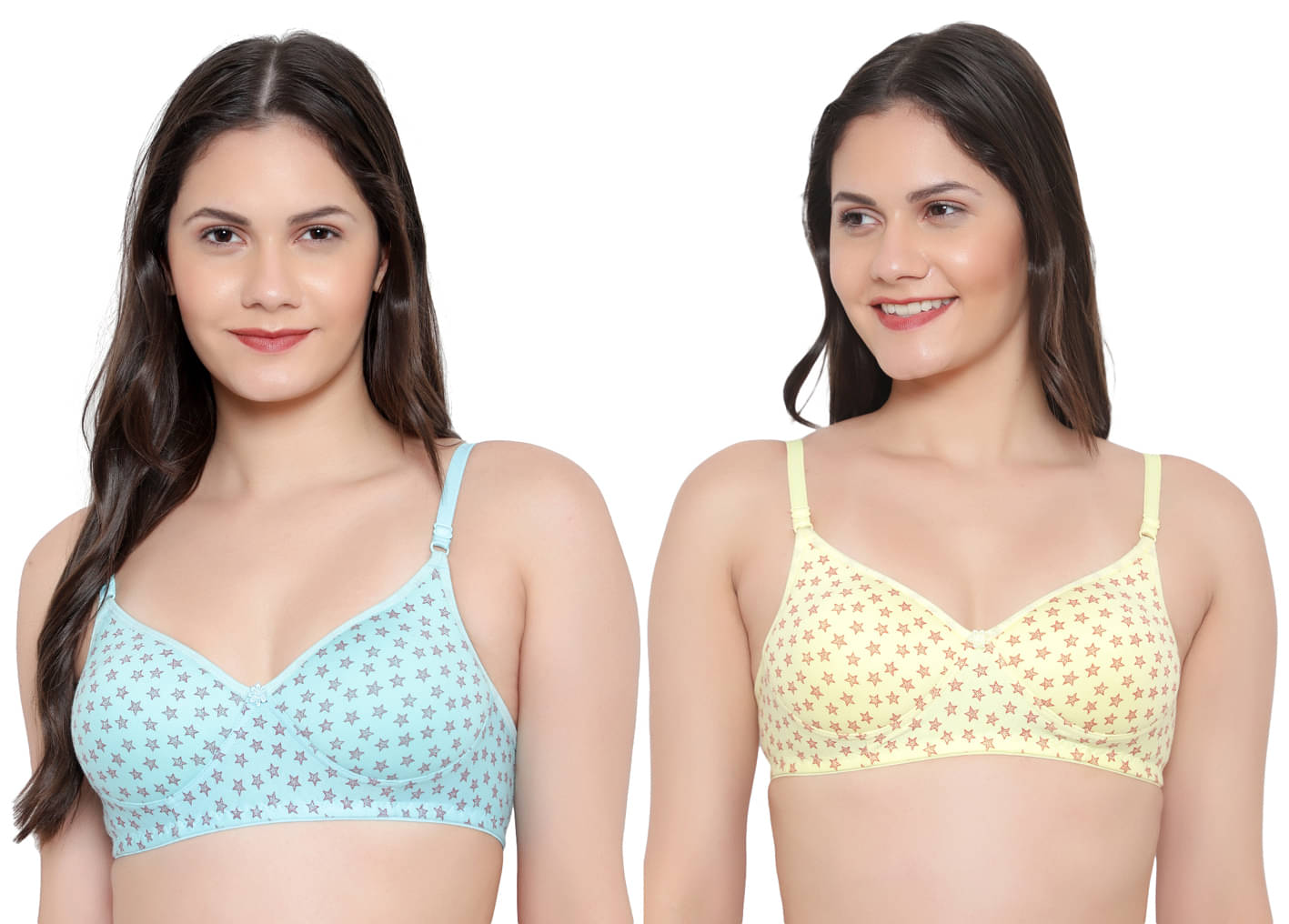 KYODO Pack of 2 Cotton Lightly Padded Women's Everyday Bra ( Multi Color ) KYODO Pack of 2 Cotton Lightly Padded Women's Everyday Bra ( Multi Color )