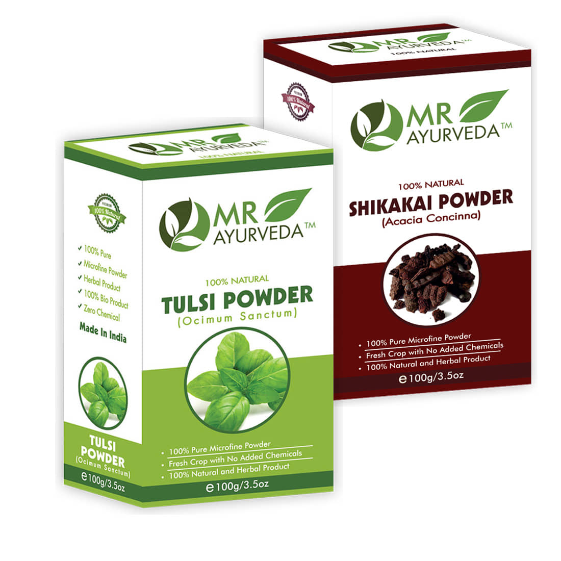 MR Ayurveda 100% Organic Tulsi Powder and Shikakai Powder Hair Scalp Treatment 200 g Pack of 2