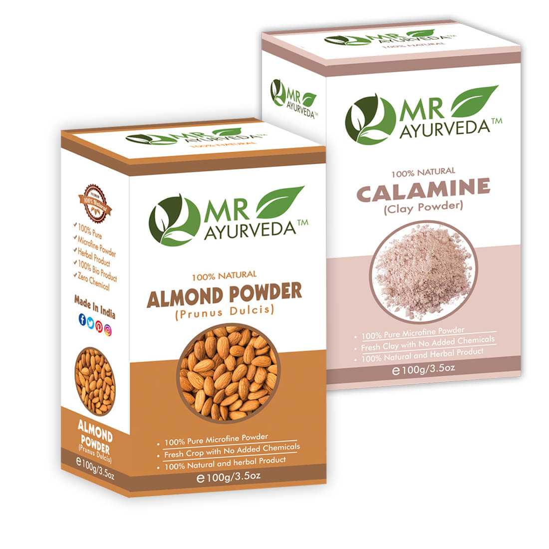 MR Ayurveda Calamine Clay Powder & Almond Powder Face Pack Masks 200 gm Pack of 2 MR Ayurveda Calamine Clay Powder & Almond Powder Face Pack Masks 200 gm Pack of 2