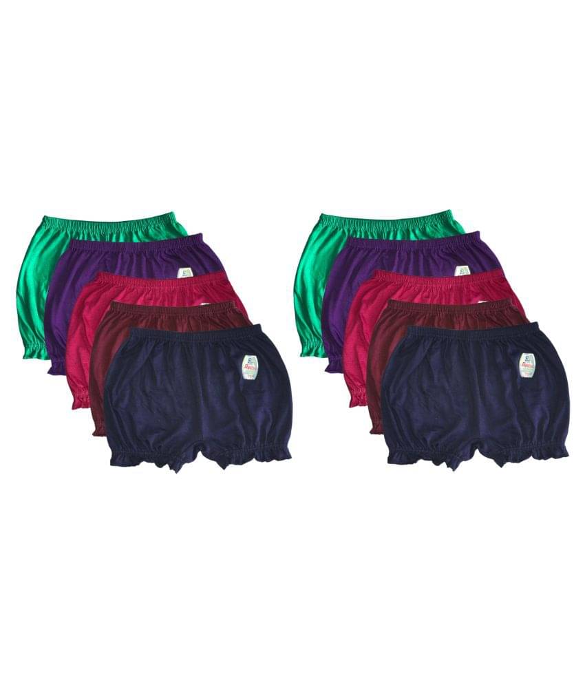     			Soft Apparels Pack of 10 Baby Girl 100% Cotton Bloomers ( Multi )