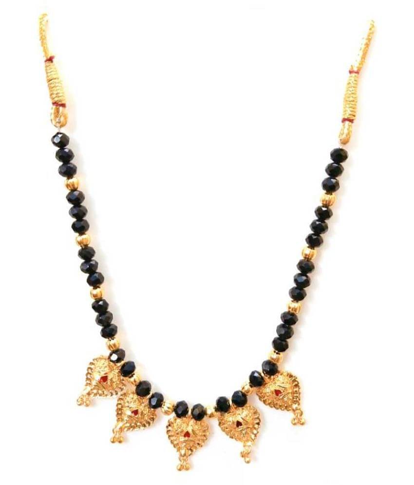     			Stylish and Designer Gold Plated Brass Mangalsutra For Women Girls Traditional Black Beads Chain Mangal Sutra Brass Mangalsutra