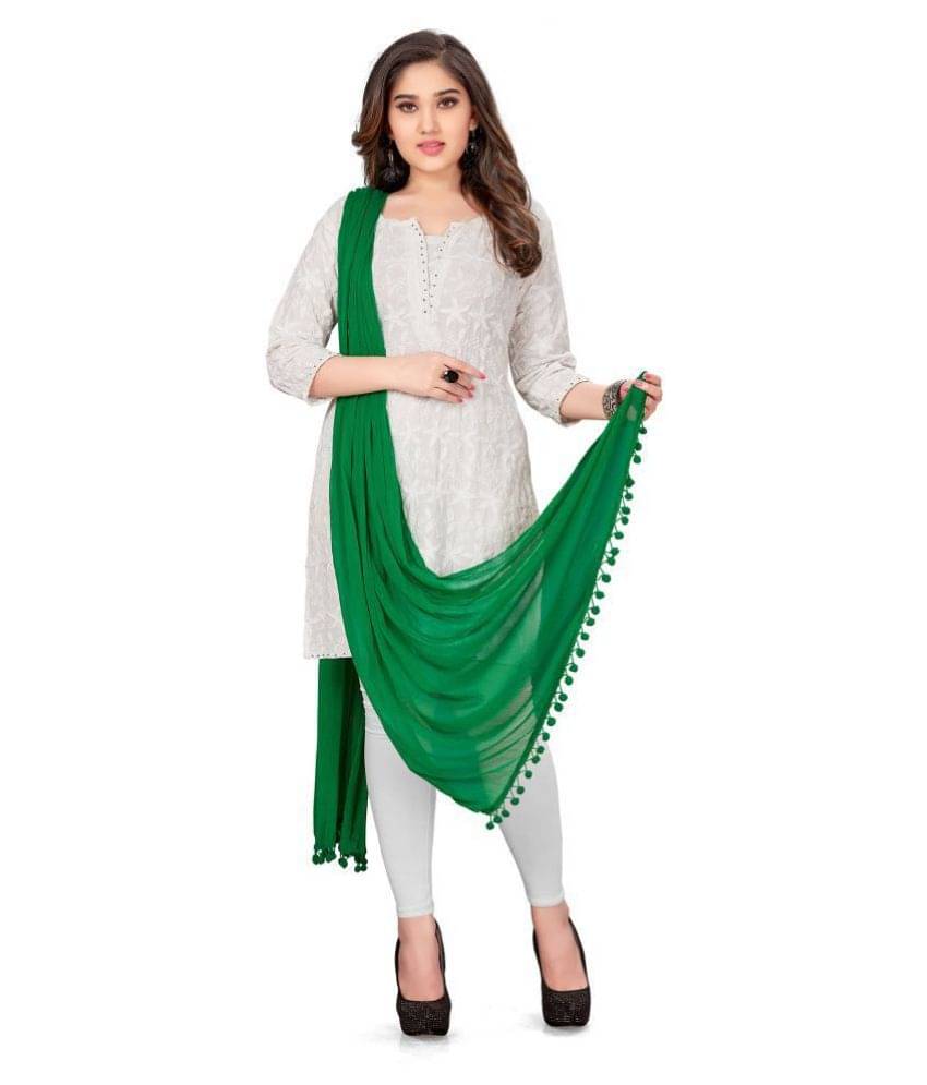 TULSI (CRAFTED WITH HEART) Women Chiffon Dupatta ( Green , Pack of 1 ) TULSI (CRAFTED WITH HEART) Women Chiffon Dupatta ( Green , Pack of 1 )