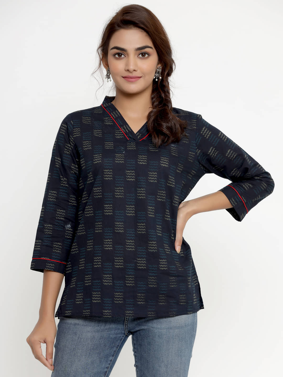 miravan Women's Cotton Regular Top ( Blue )