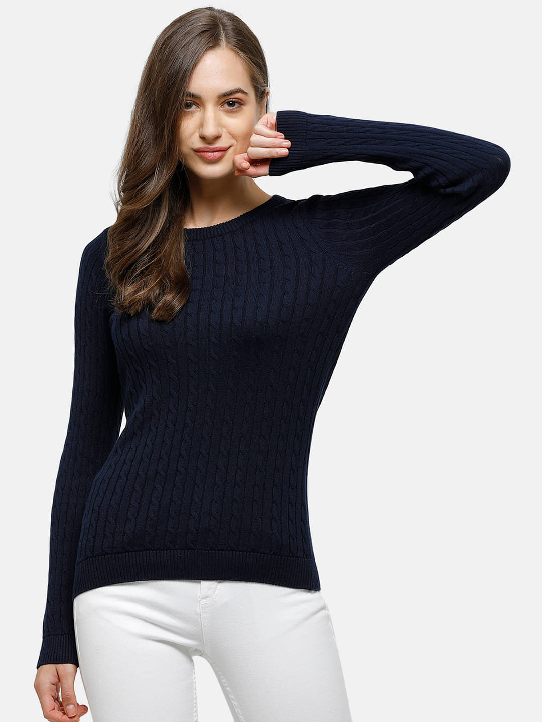 98 Degree North Women Cotton Round Neck Pullover ( Navy )     			98 Degree North Women Cotton Round Neck Pullover ( Navy )