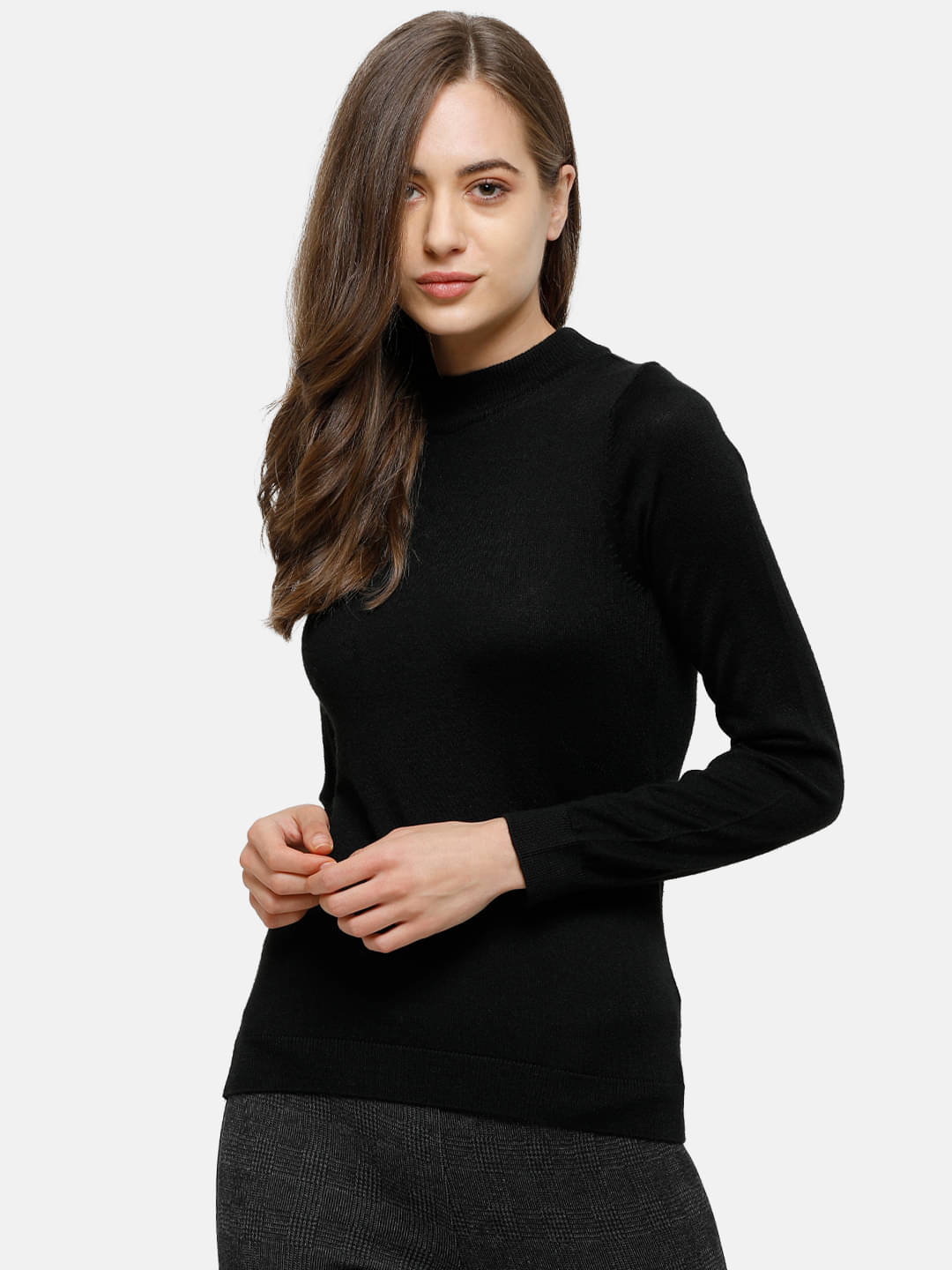 98 Degree North Women Woollen High Neck Pullover ( Black ) 98 Degree North Women Woollen High Neck Pullover ( Black )