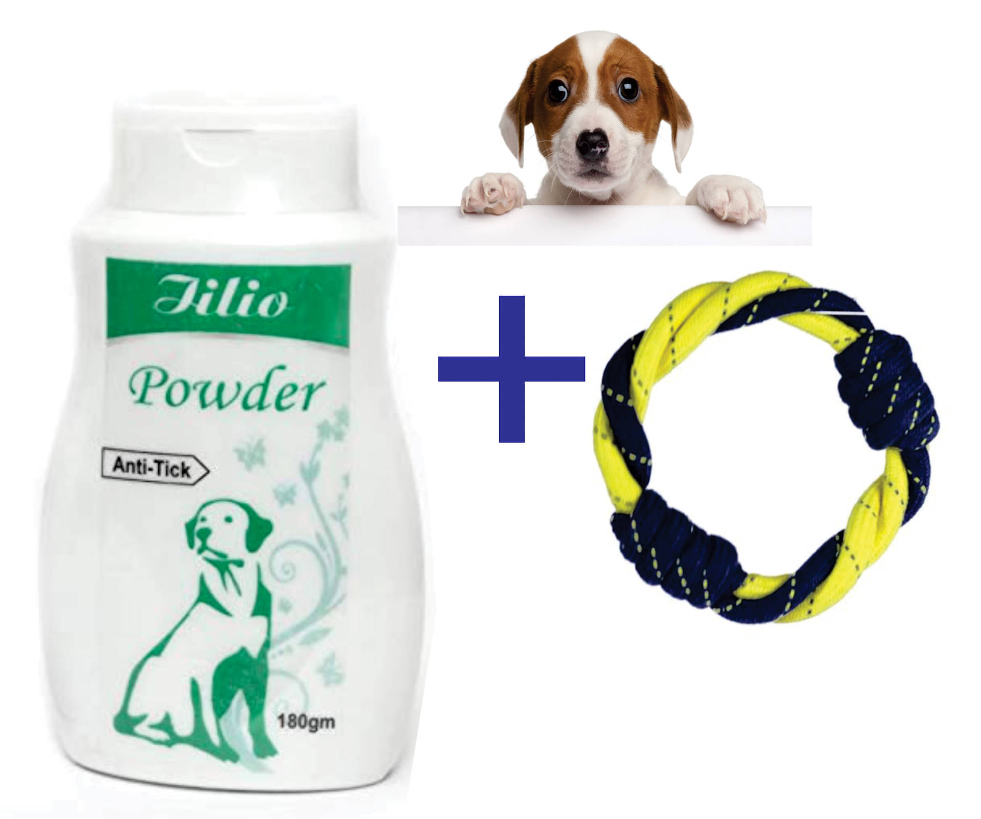     			Anti-Tick Dog Powder (200gms)  With Rope Ring Toys