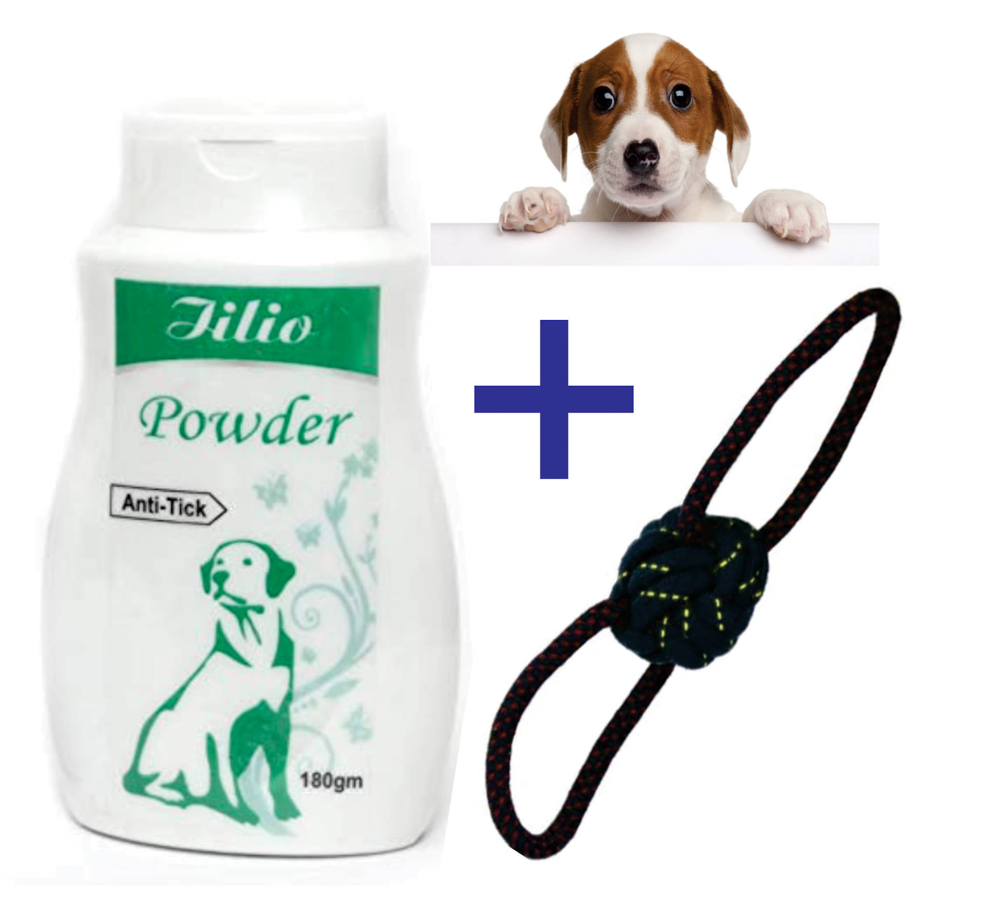     			Anti-Tick Dog Powder (200gms)  With Rope Two Way Toys