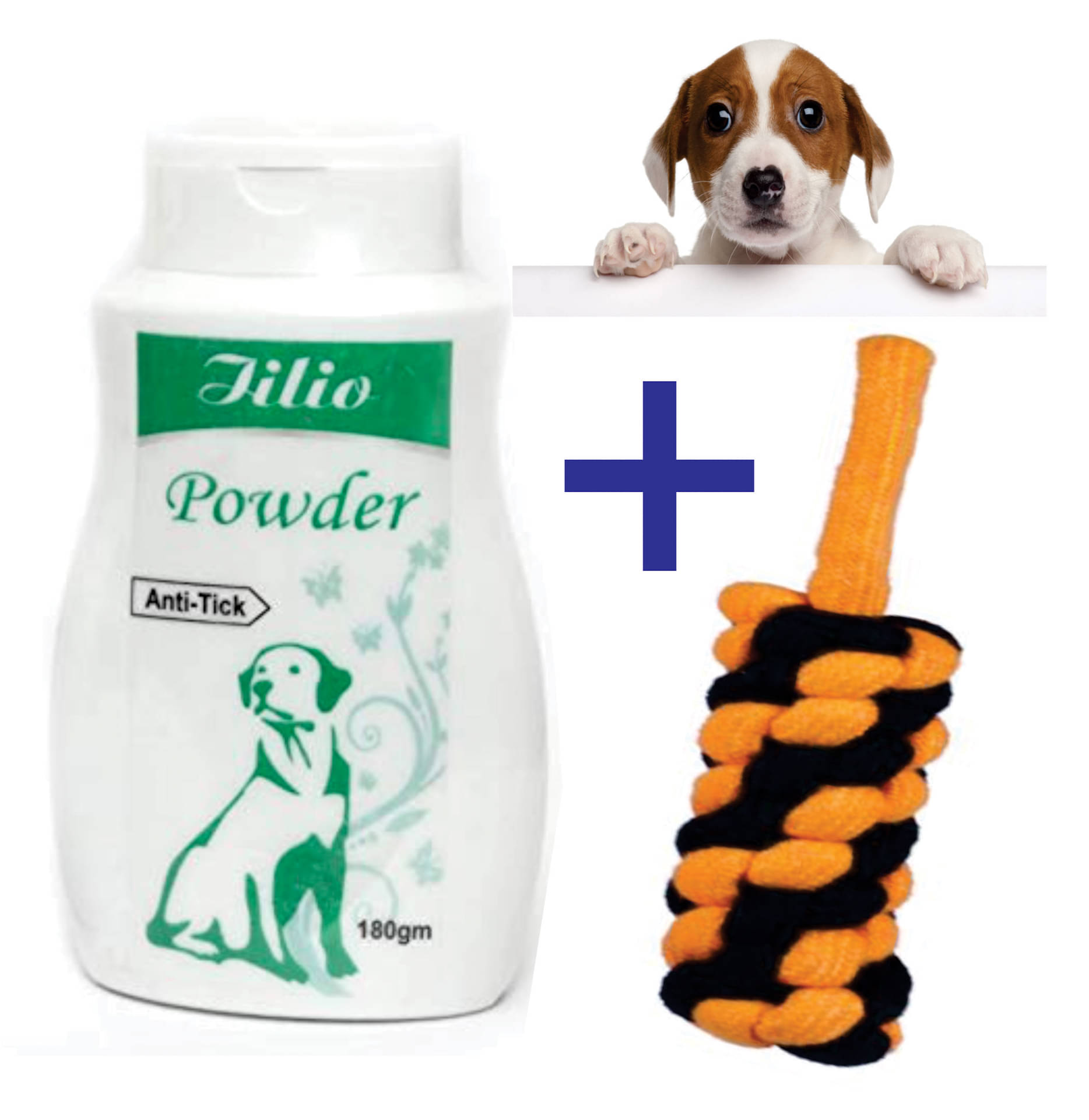     			Anti-Tick Dog Powder (200gms)  With Rope Corn Toys