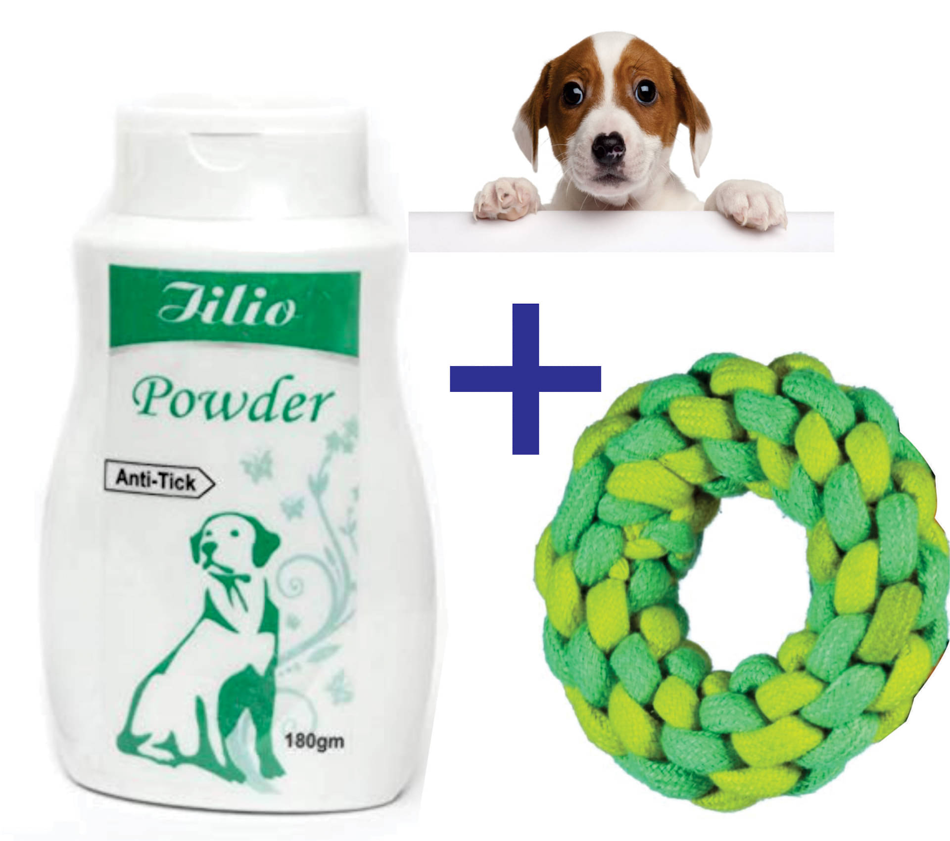     			Anti-Tick Dog Powder (200gms)  With Rope Donut Toys
