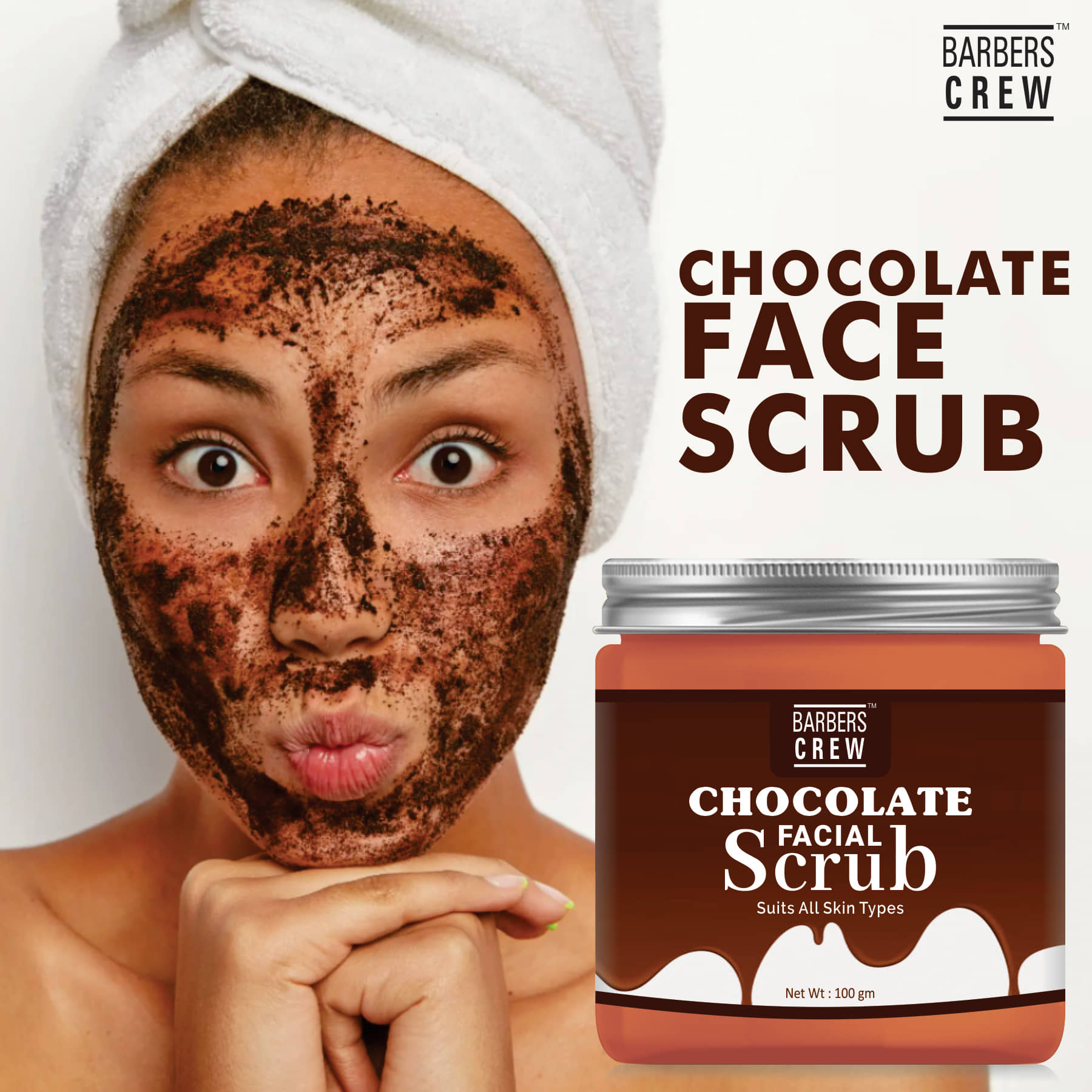 Barbers Crew Chocolate Facial Scrub For Skin Brightning & Tan Removal Scrub For Facial Scrub 100 gm