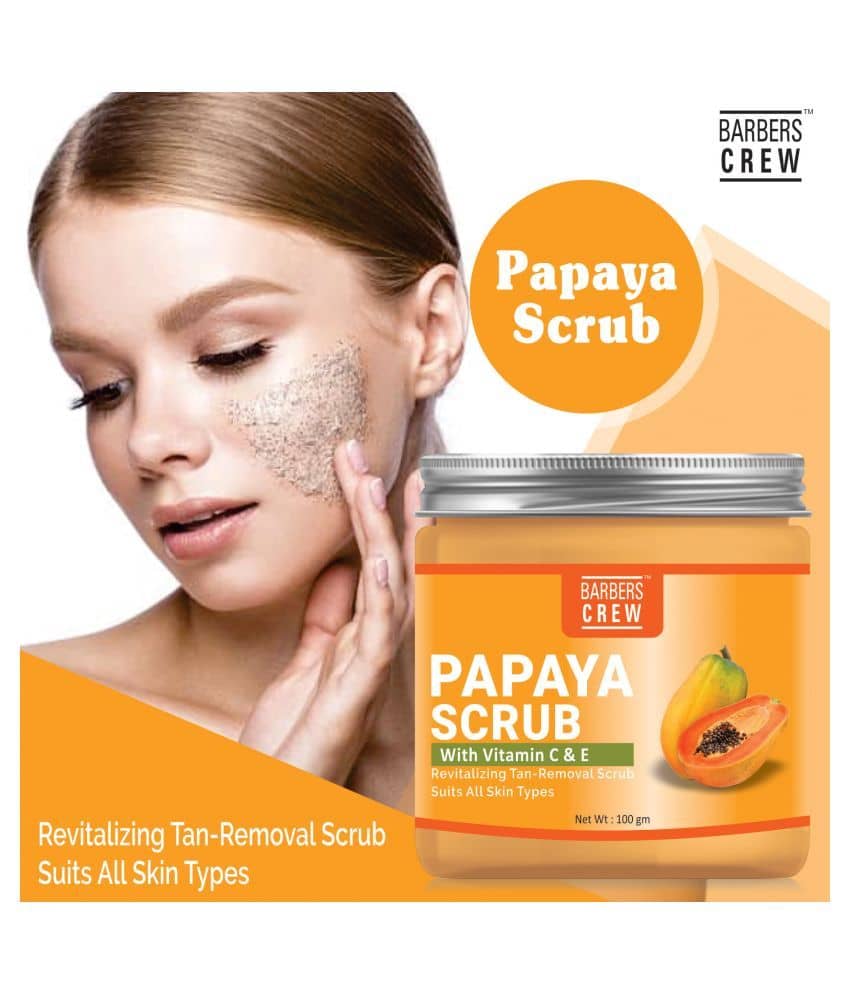 Barbers Crew Papaya Facial Scrub For Skin Brightning & Whitening Scrub Facial Scrub 100 gm