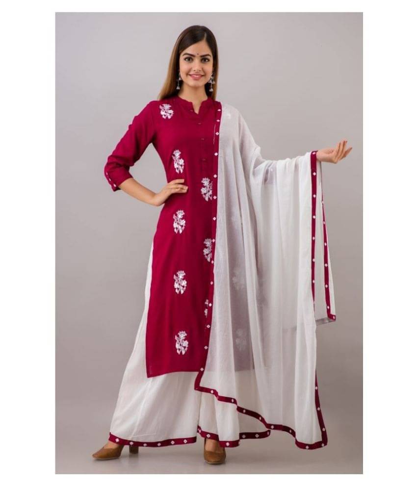 MAUKA Rayon Kurti With Sharara And Gharara - Stitched Suit Single MAUKA Rayon Kurti With Sharara And Gharara - Stitched Suit Single