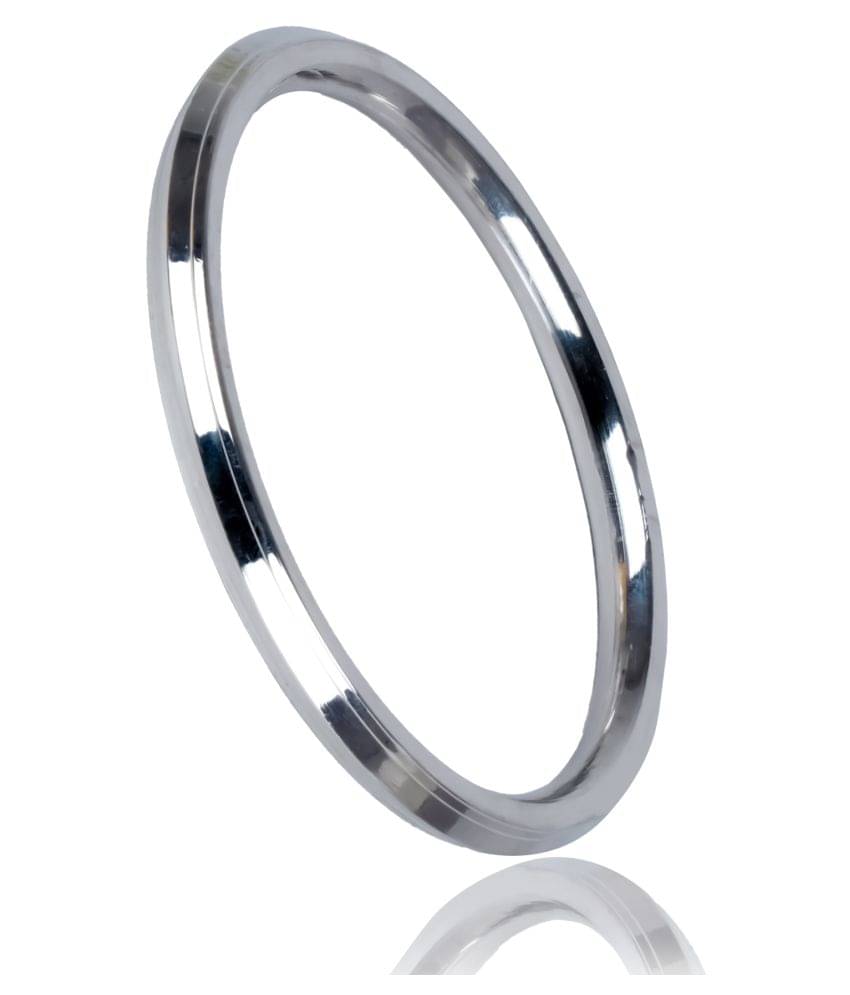    			SHANKH-KRIVA Stainless Steel Platinum silver  mens boys kada -100510