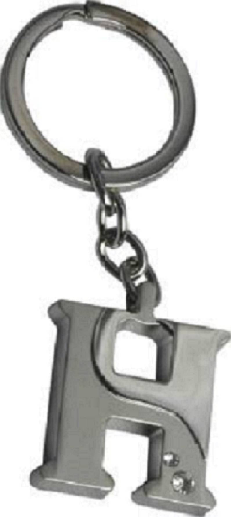     			Americ Style Alphabet H Chrome Metal Finish Keyring Key Chain (Silver)
