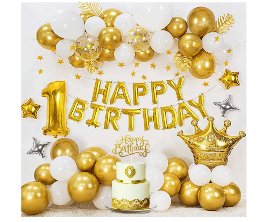     			Blooms Mall Golden Happy Birthday  combo 60 pcs Combo Set