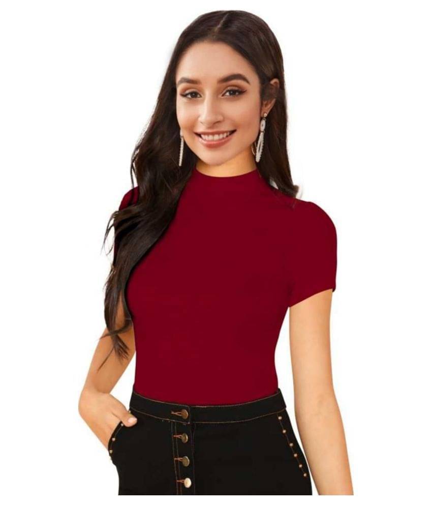 Dream Beauty Fashion Women's Cotton Blend Regular Top ( Maroon ) Dream Beauty Fashion Women's Cotton Blend Regular Top ( Maroon )
