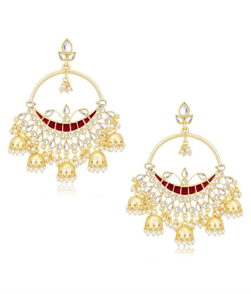    			Sukkhi Alluring Kundan Gold Plated Pearl Chandbali Earring Set for Women