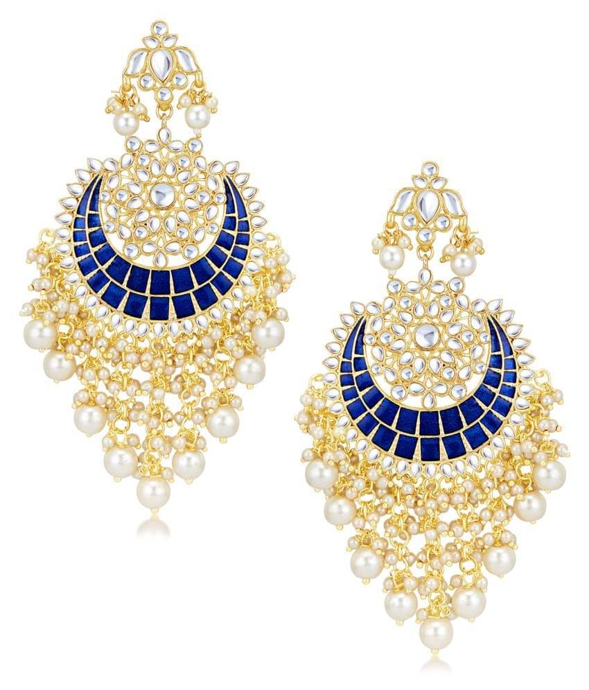     			Sukkhi Exclusive Pearl Gold Plated Kundan Meenakari Earring Set for Women