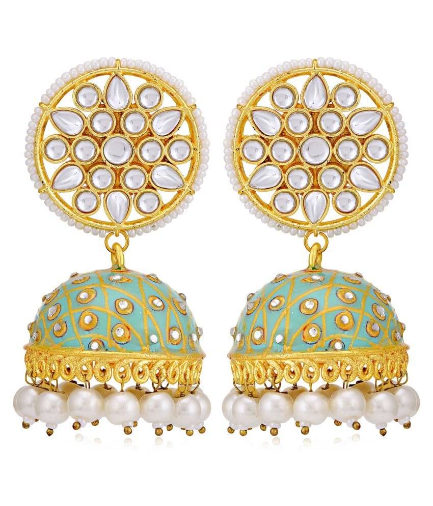     			Sukkhi Ravishing Pearl Gold Plated Kundan Meenakari Jhumki Earring for Women