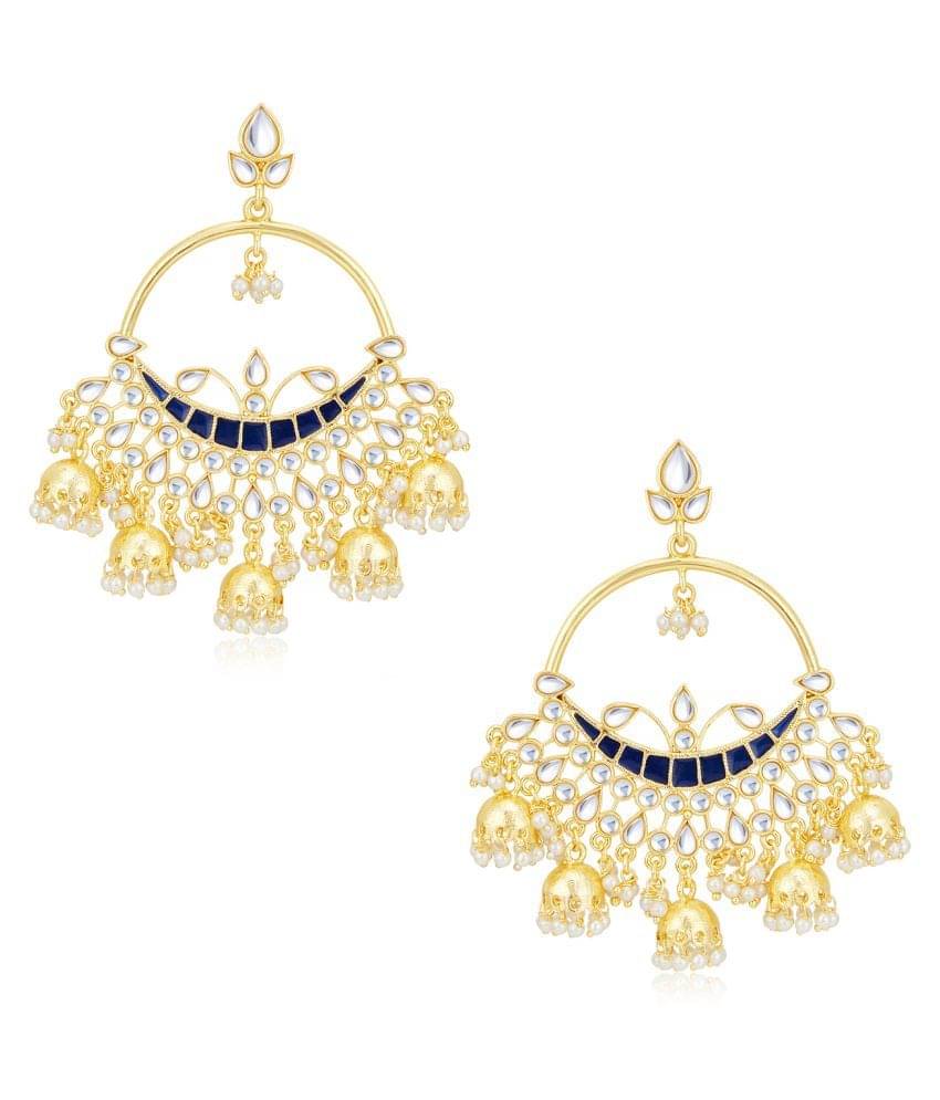     			Sukkhi Shimmering Kundan Gold Plated Pearl Chandbali Earring Set for Women