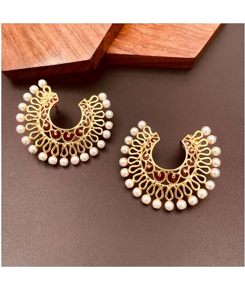 The Jewelbox Red Pearl Designer Chandeliers - Earrings | Buy online on ZillyBuy