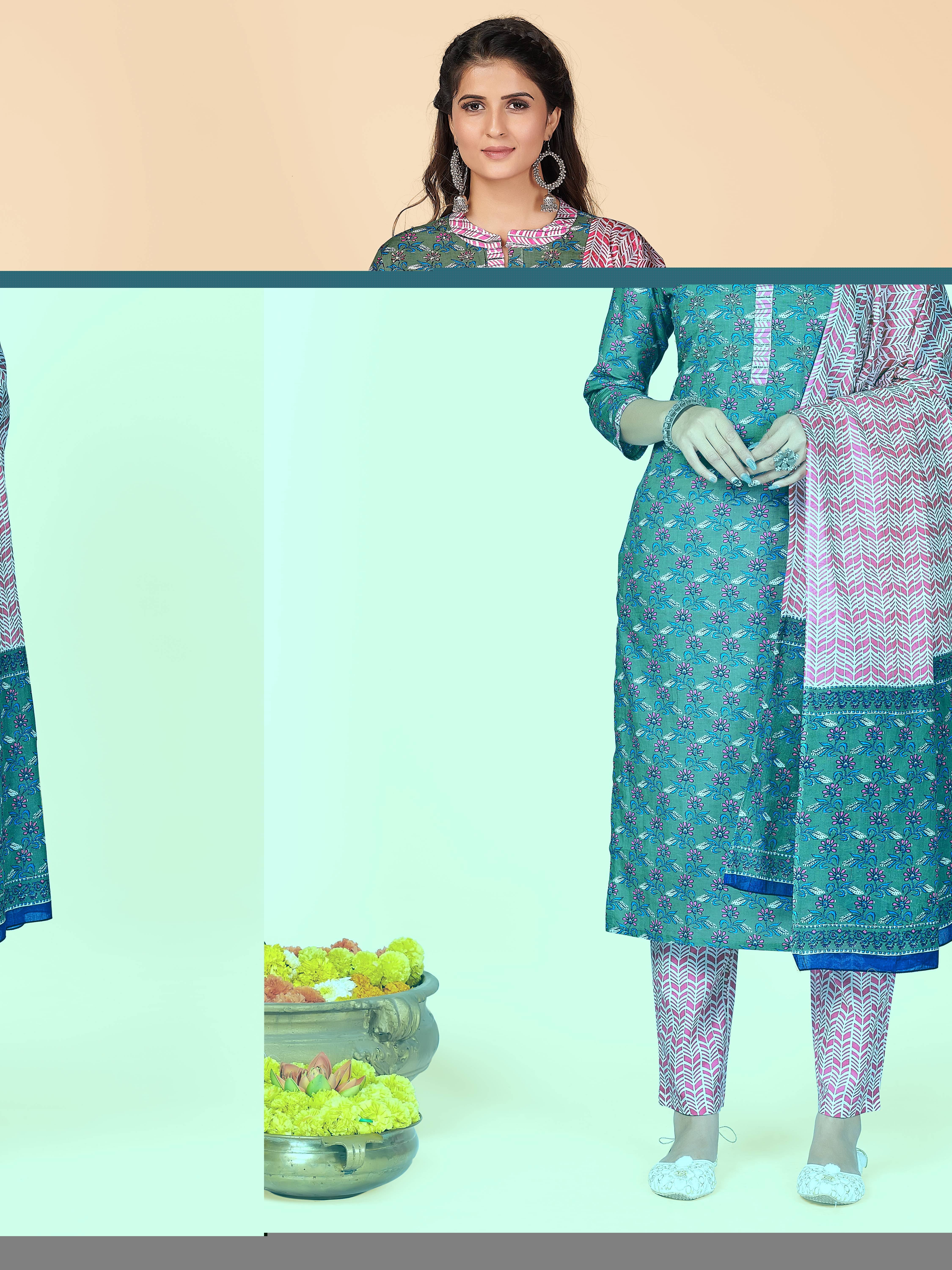     			Vbuyz Cotton Kurti With Pants - Stitched Suit Single