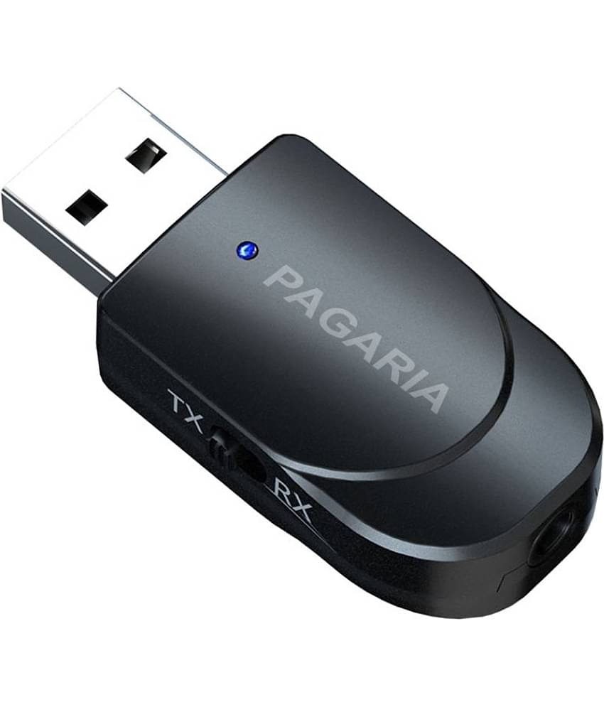 Pagaria 2 in 1 Bluetooth 5.0 Transmitter Receiver 3.5mm Stereo Audio Adapter with Easy Slide Switch Mode, Model: KN330- Microphone Buit In- (6 Months Seller Warranty)