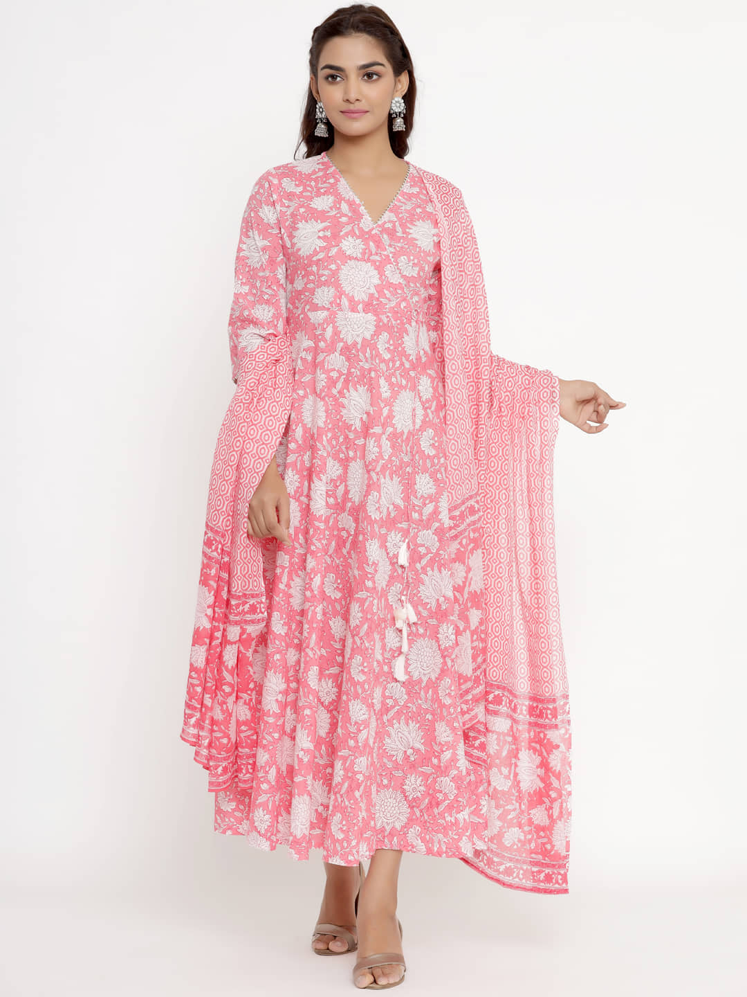 Angiya Pink Cotton Anarkali Kurti - - Kurtis, Tunics | Buy online on ZillyBuy