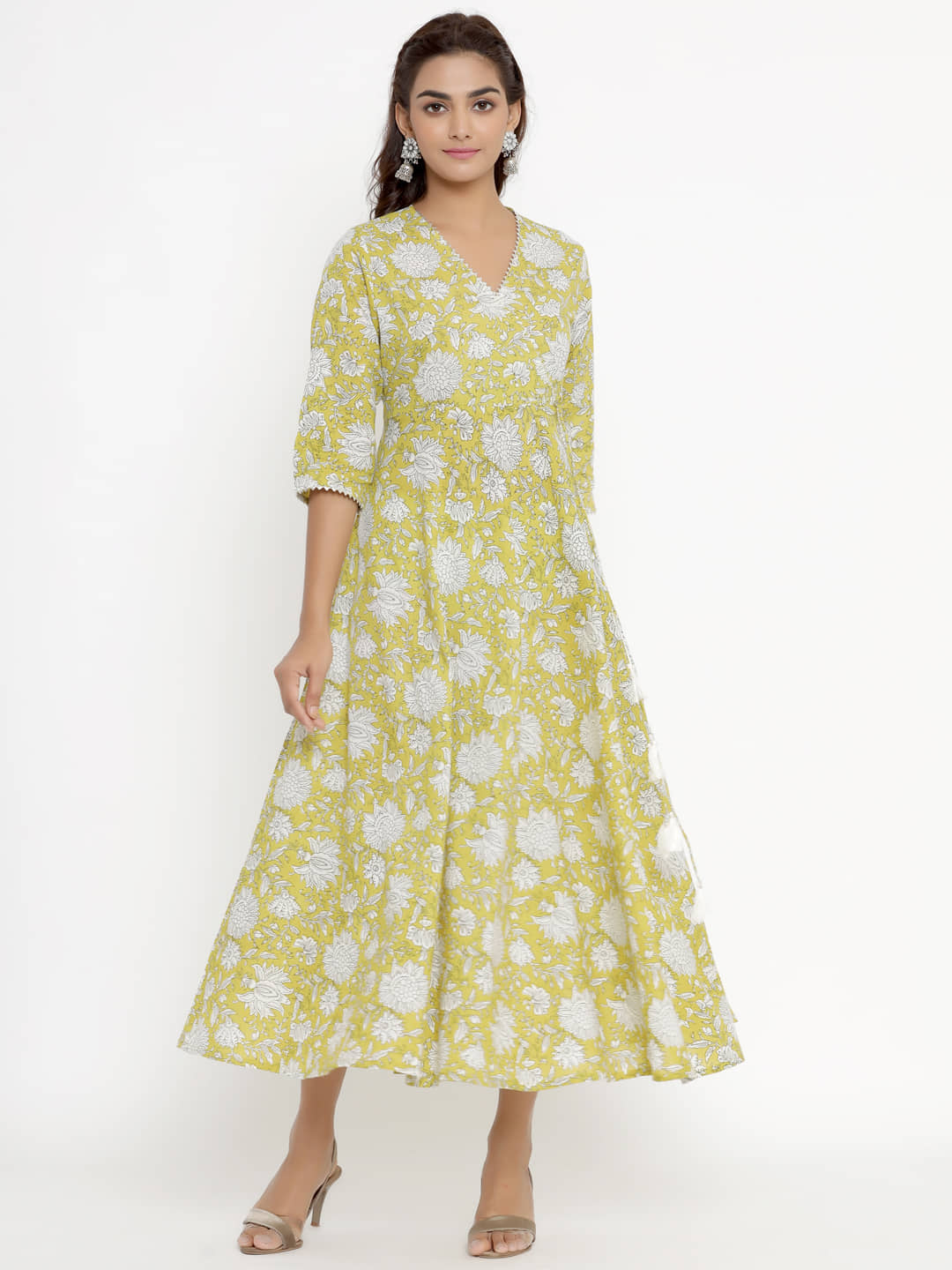 Angiya Yellow Cotton Angrakha Kurti - - Kurtis, Tunics | Buy online on ZillyBuy