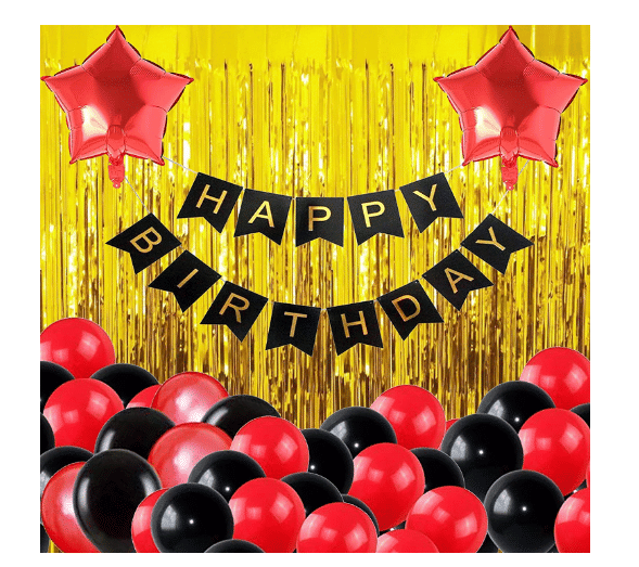     			Blooms Mall 35 Pcs Happy Birthday Black and Golden combo