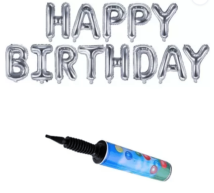     			Blooms Mall HBD Silver Foil + Metallic Balloon Pump