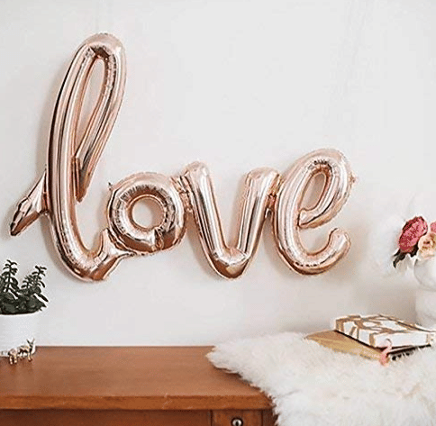     			Blooms Mall LOVE Cursive foil balloon (Rose Gold )