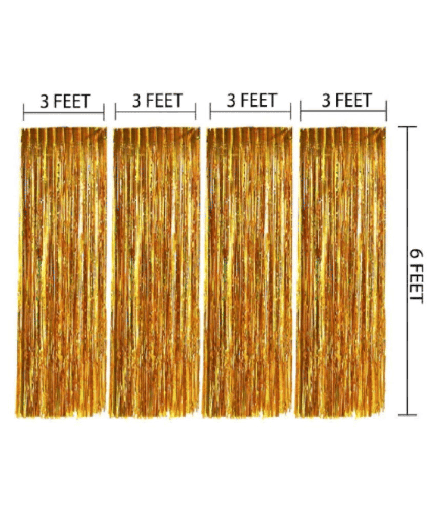     			Blooms Mall pack of 4 Fringe Gold curtain