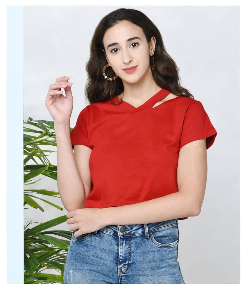 Chimpaaanzee Women's Cotton Crop Top ( Red )