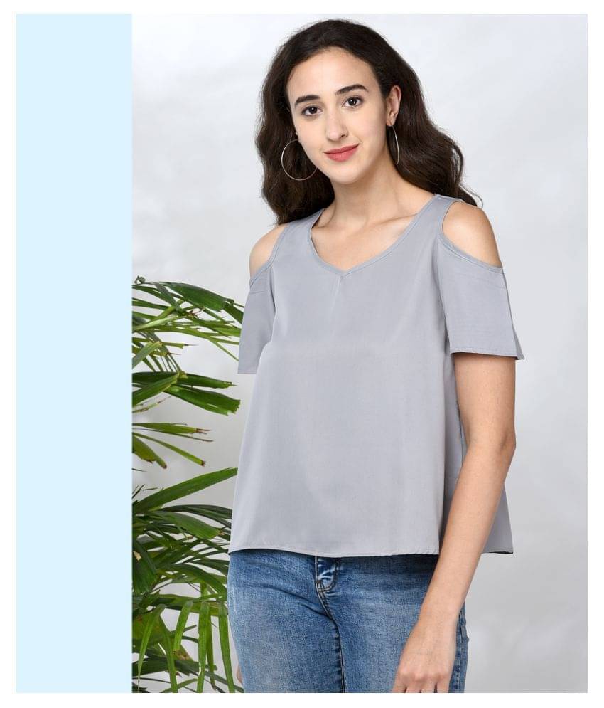 Chimpaaanzee Women's Polyester Regular Top ( Grey ) Chimpaaanzee Women's Polyester Regular Top ( Grey )