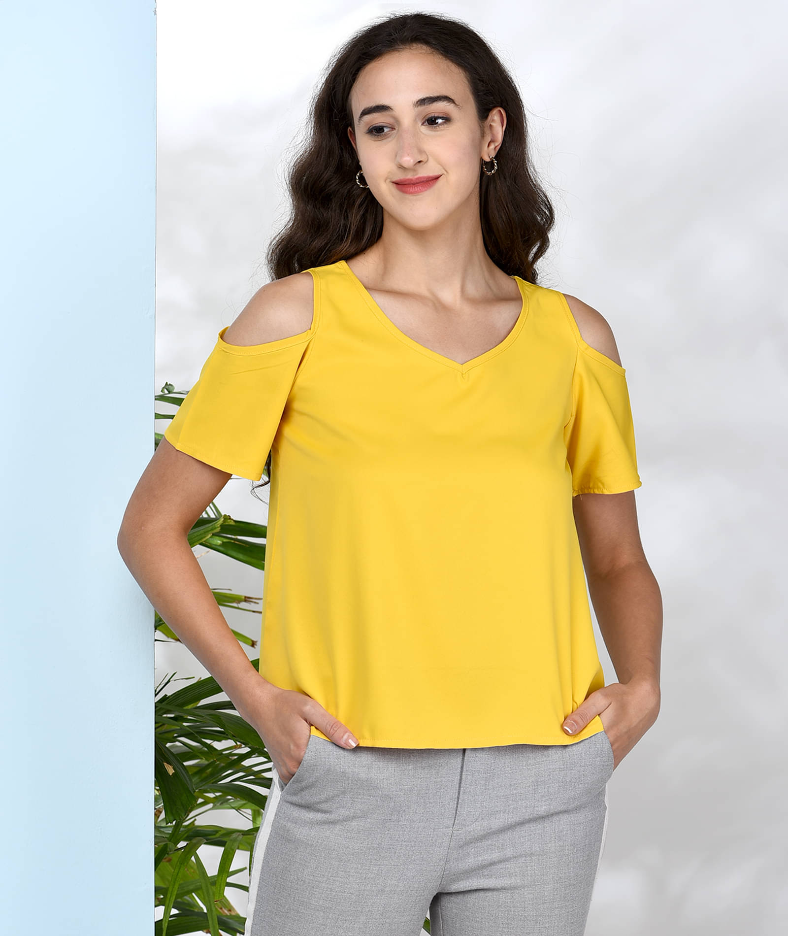 Chimpaaanzee Women's Polyester Regular Top ( Yellow )     			Chimpaaanzee Women's Polyester Regular Top ( Yellow )