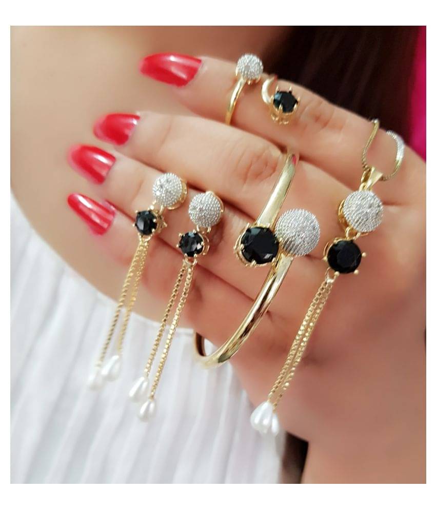     			Navya Collections American Diamond Studded Pendant Sent Combo for Girls/Woman