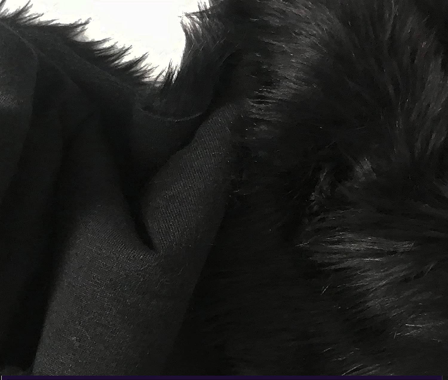     			PRANSUNITA Soft Long Hair Fur Cloth : Size - 38" x 32" Inches : Length 9cm Approx.| Black | for Used in Dresses, Decorations, Art and Craft, Photo , Selfie Props , toys making and other Crafting work