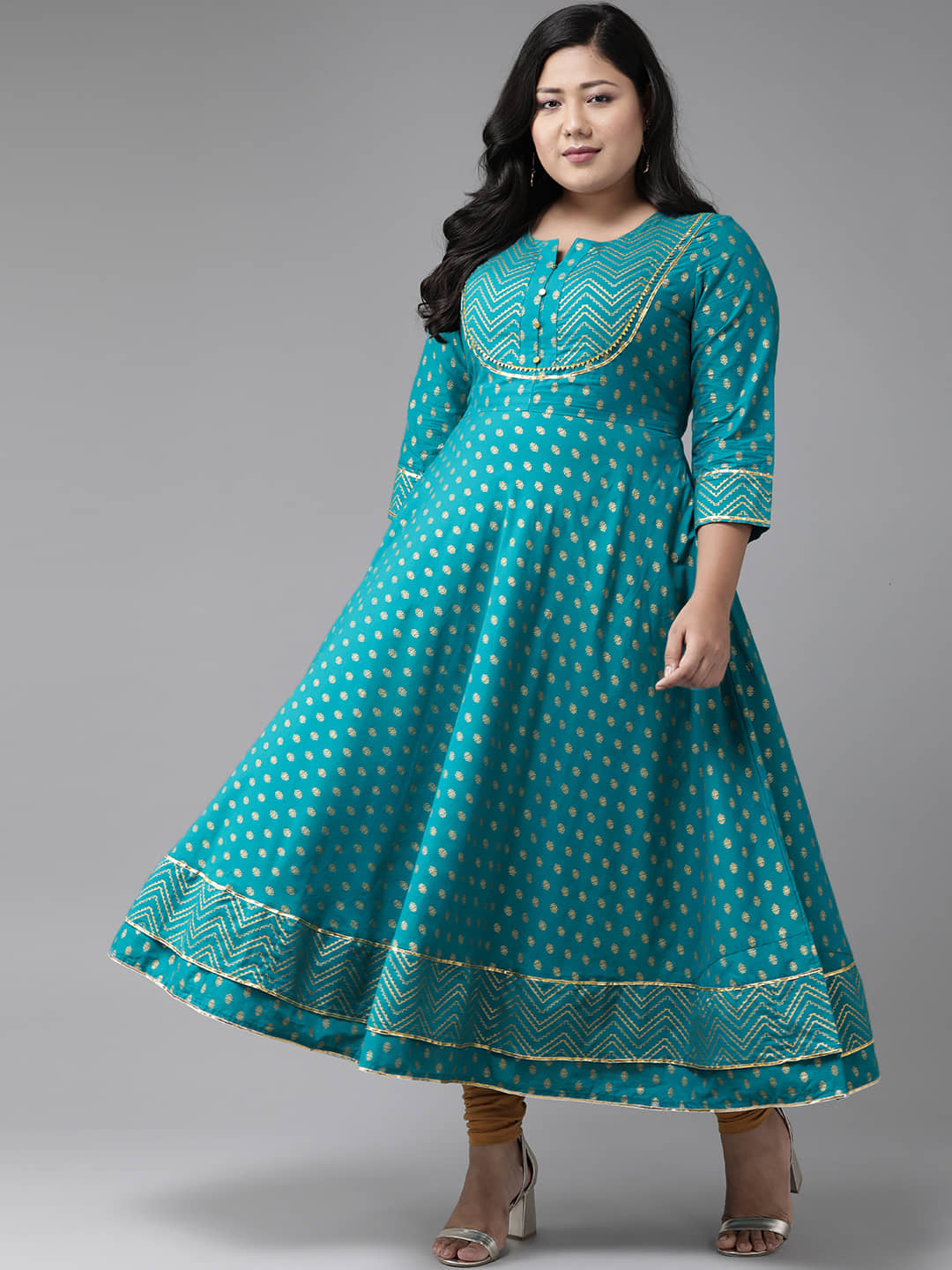 Yash Gallery Pack of 1 Cotton Printed Flared Women's Kurti - ( Green ) - Kurtis, Tunics | Buy online on ZillyBuy