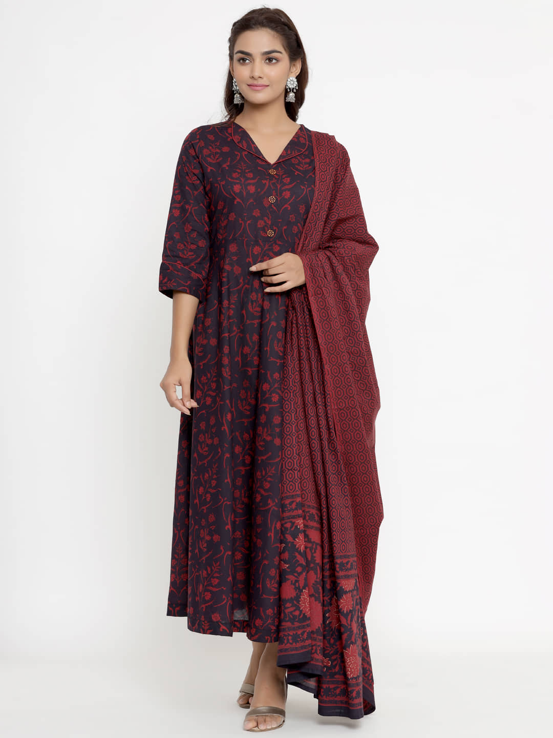 miravan Maroon Cotton Anarkali Kurti - - Kurtis, Tunics | Buy online on ZillyBuy