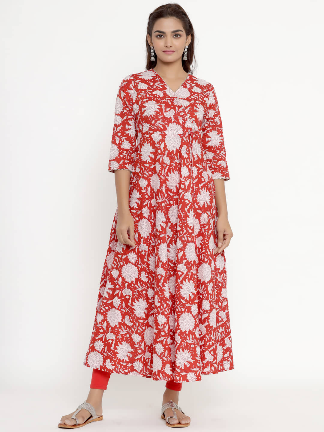 miravan Red Cotton Anarkali Kurti - - Kurtis, Tunics | Buy online on ZillyBuy