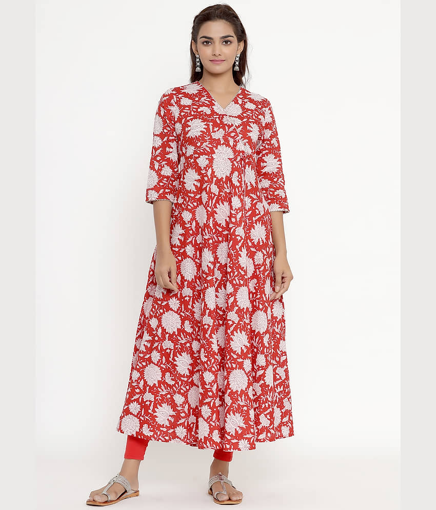 miravan Red Cotton Anarkali Kurti - - Kurtis, Tunics | Buy online on ZillyBuy