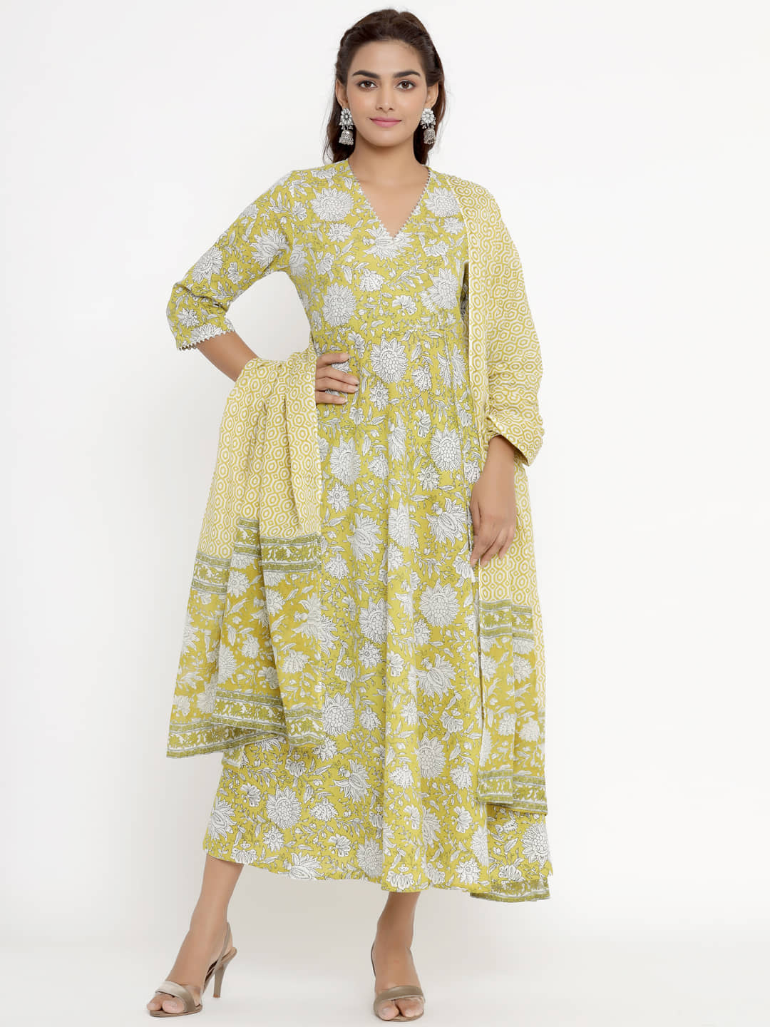 miravan Yellow Cotton Anarkali Kurti - - Kurtis, Tunics | Buy online on ZillyBuy