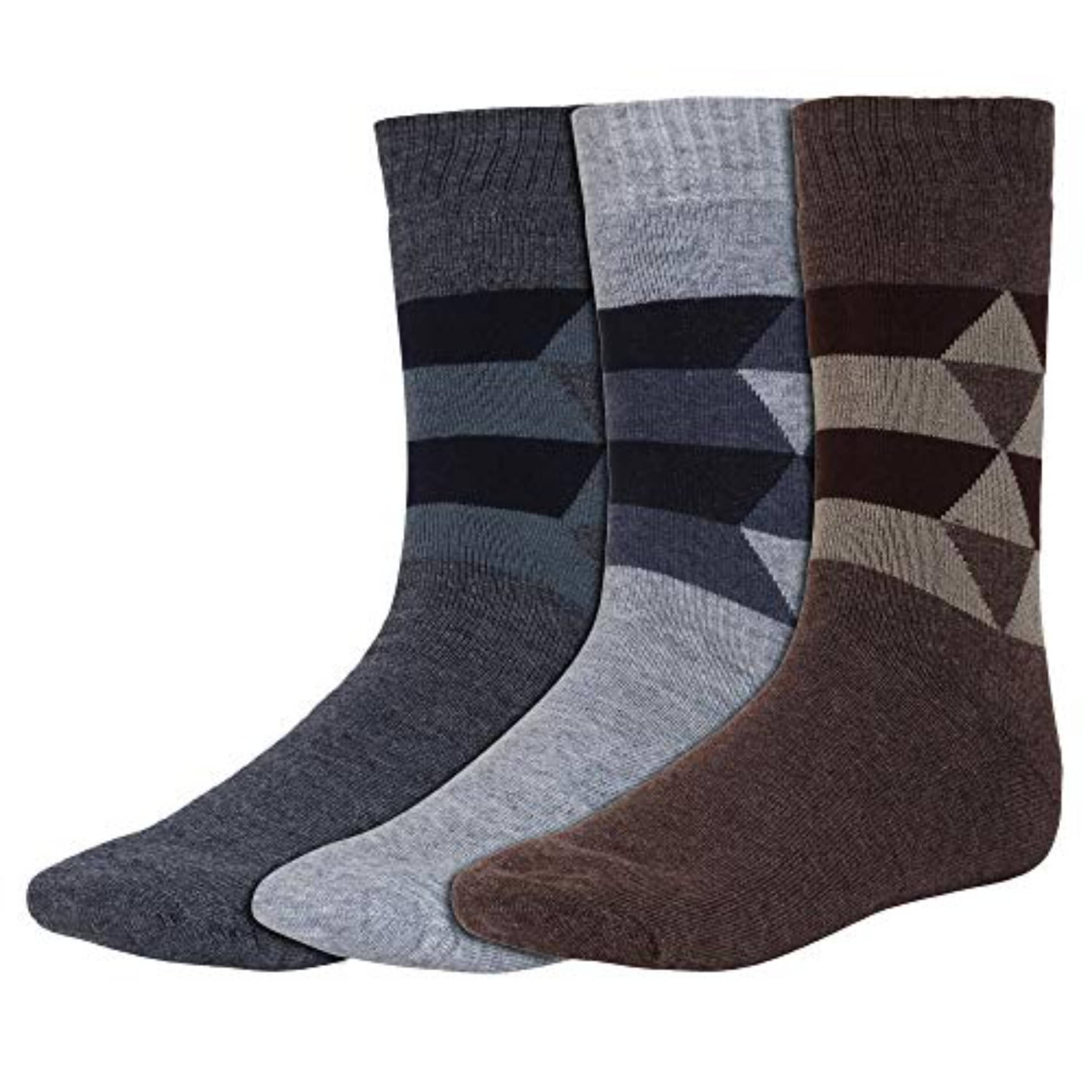     			Creature - Woollen Men's Printed Multicolor Mid Length Socks ( Pack of 3 )