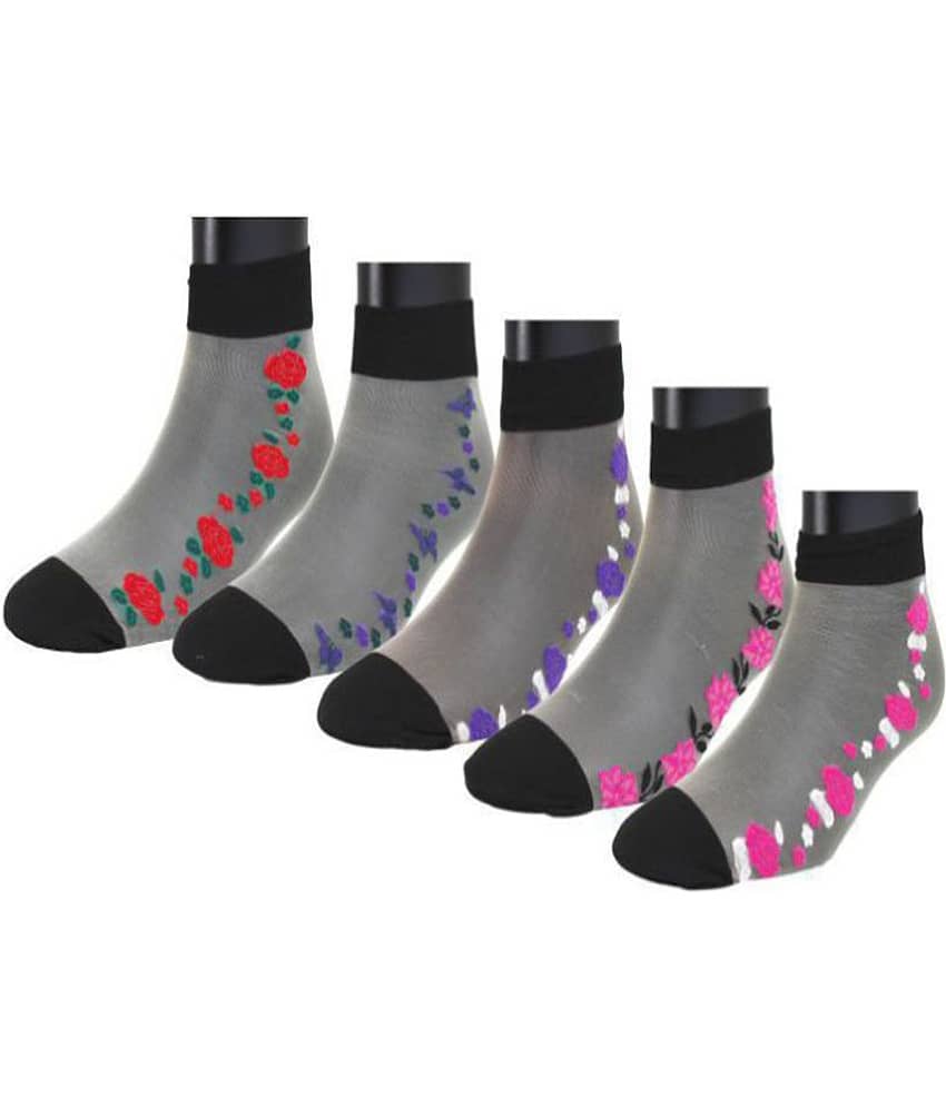 HF LUMEN Women's transparent/net ankle length nylon thin socks (Pack of 5) - Socks | Buy online on ZillyBuy
