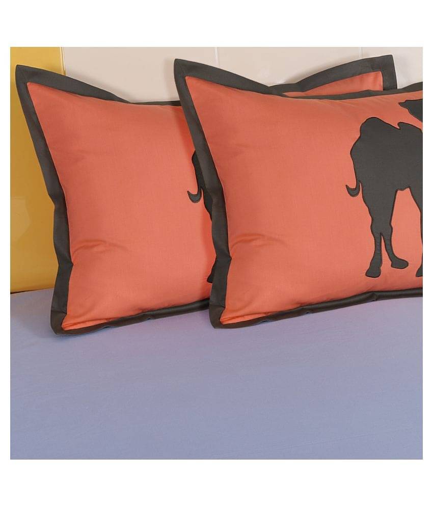 HUGS N RUGS - Pack of 2 Cotton Embroidered Regular Pillow Cover ( 60.96 cm(24) x 40.64 cm(16) ) - Gold HUGS N RUGS - Pack of 2 Cotton Embroidered Regular Pillow Cover ( 60.96 cm(24) x 40.64 cm(16) ) - Gold