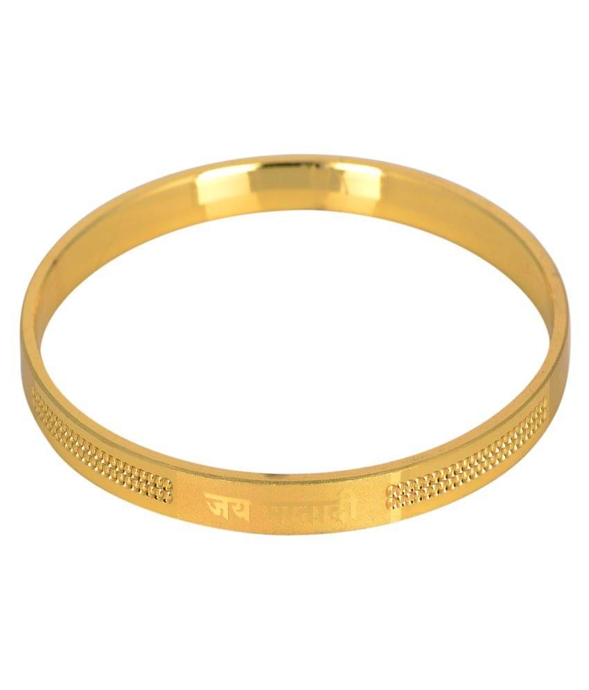     			KESAR ZEMS Golden Color "Jai Mata Di" Kada For Unisex, Energy, Healing & Spiritual {Diameter: 6.1 Cm}