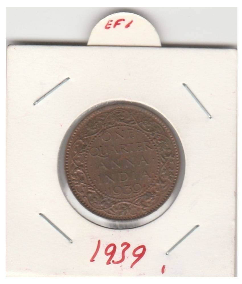     			NUMISMATICALLY  RARE AND HIGHLY COLLECTIBLE COPPER ONE QUARTER ANNA -GEORGE VITH KING EMPERROR , YEAR-1939, IN EXTRA FINE CONDITION HIGHLY COLLECTIBLE  ,PLEASE CHECK PICTURE CAREFULLY AND  THEN ORDER. DONT PLACE FAKE  ORDER.