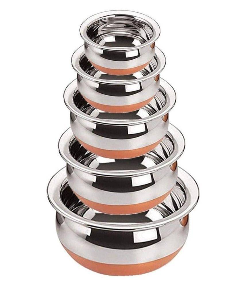     			PAESANO 5 Pcs Copper Handi set /Dessert Bowl 400,700,1000,1500,2000 ml