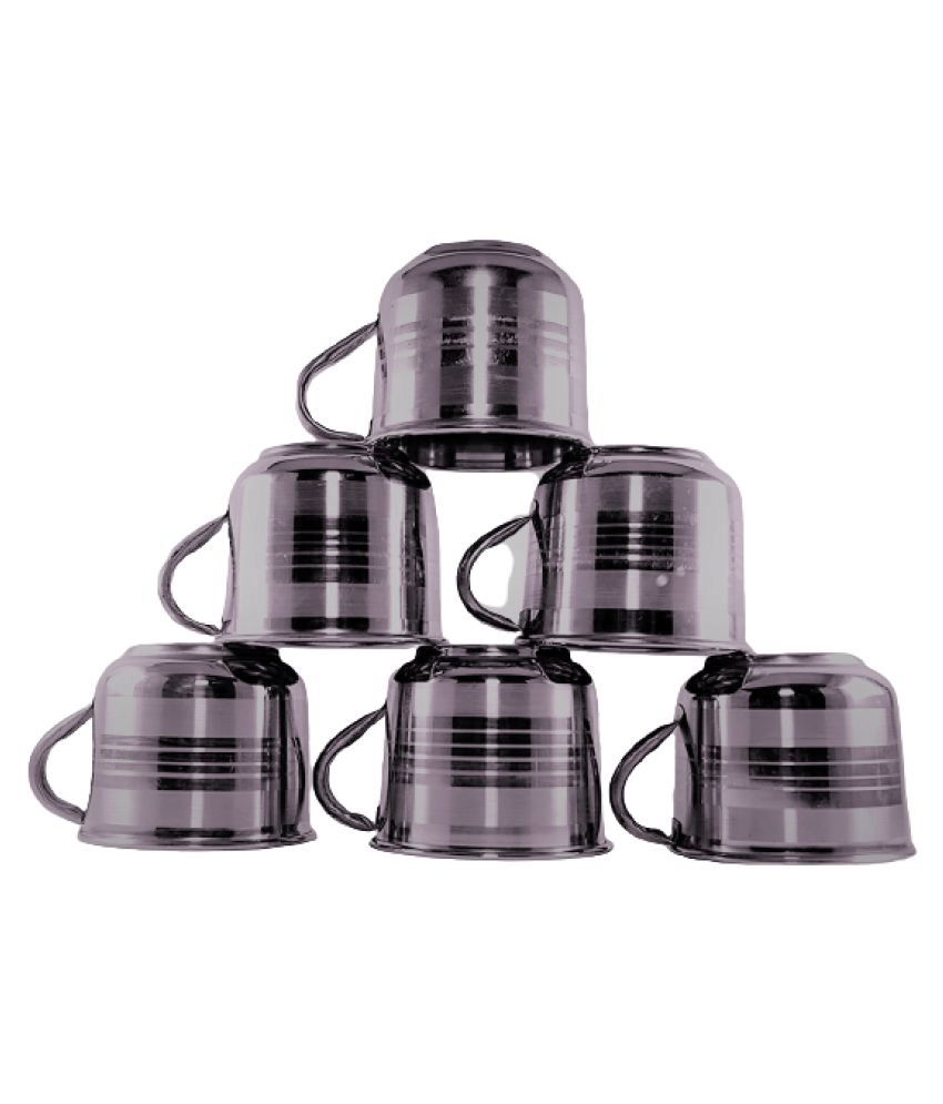     			PIQUANT KITCHENWARE Steel Single Wall Fancy Tea Cup 6 Pcs 100 ml
